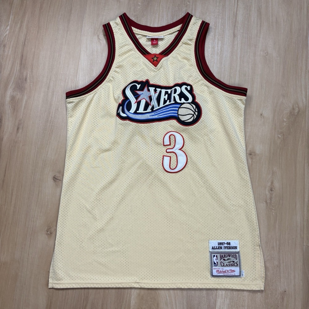 Mitchell & Ness Hardwood Classics Allen Iverson Sixers 76ers 97-98 Cream Large